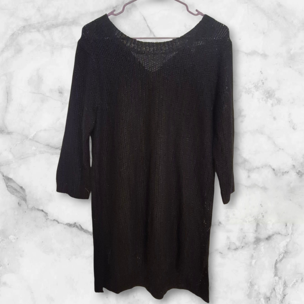 LC Lauren Conrad Black Ribbon Tie V Back  Sweater Weather Gothic Corporate